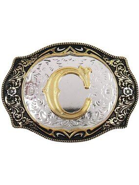 unisex C Imported Cowboy Rodeo Gold Initial Letter Belt Buckle